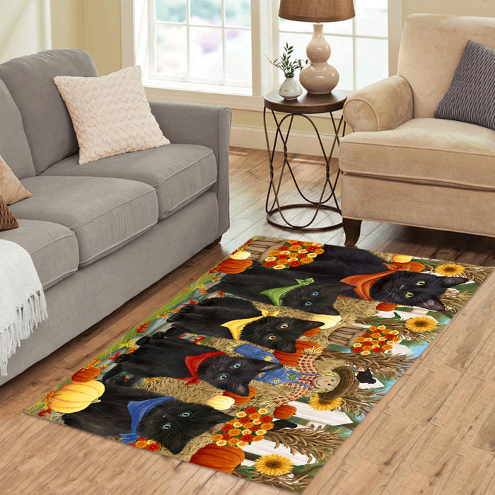 Fall Festive Harvest Time Gathering Black Cats Area Rug