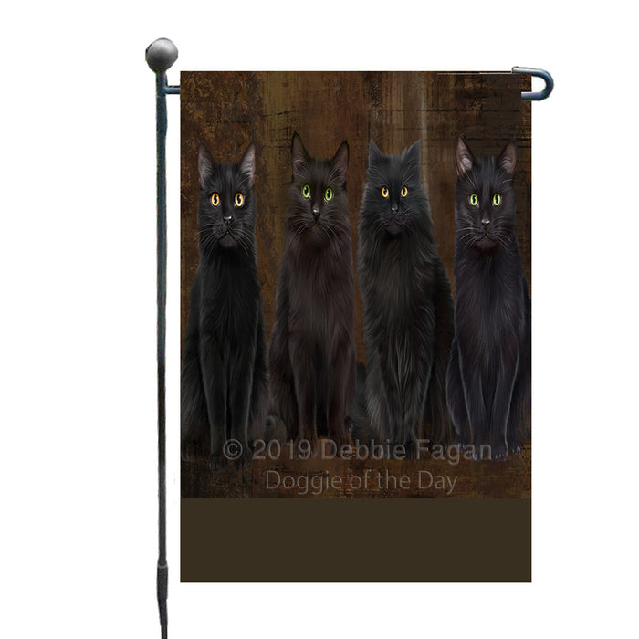 Personalized Rustic 4 Black Cats Custom Garden Flag GFLG63344