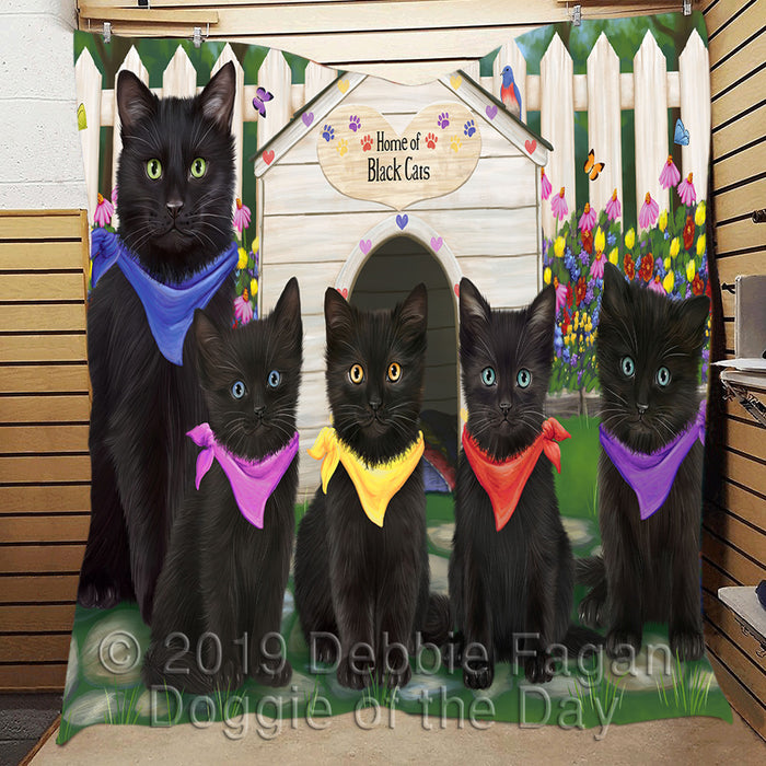 Spring Dog House Black Cats Quilt