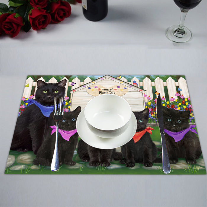 Spring Dog House Black Cats Placemat