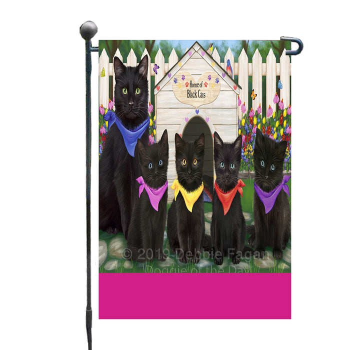 Personalized Spring Cat House Black Cats Custom Garden Flags GFLG-DOTD-A62758