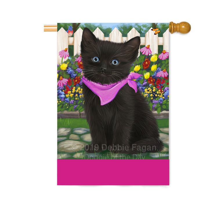 Personalized Spring Floral Black Cat Custom House Flag FLG-DOTD-A62815