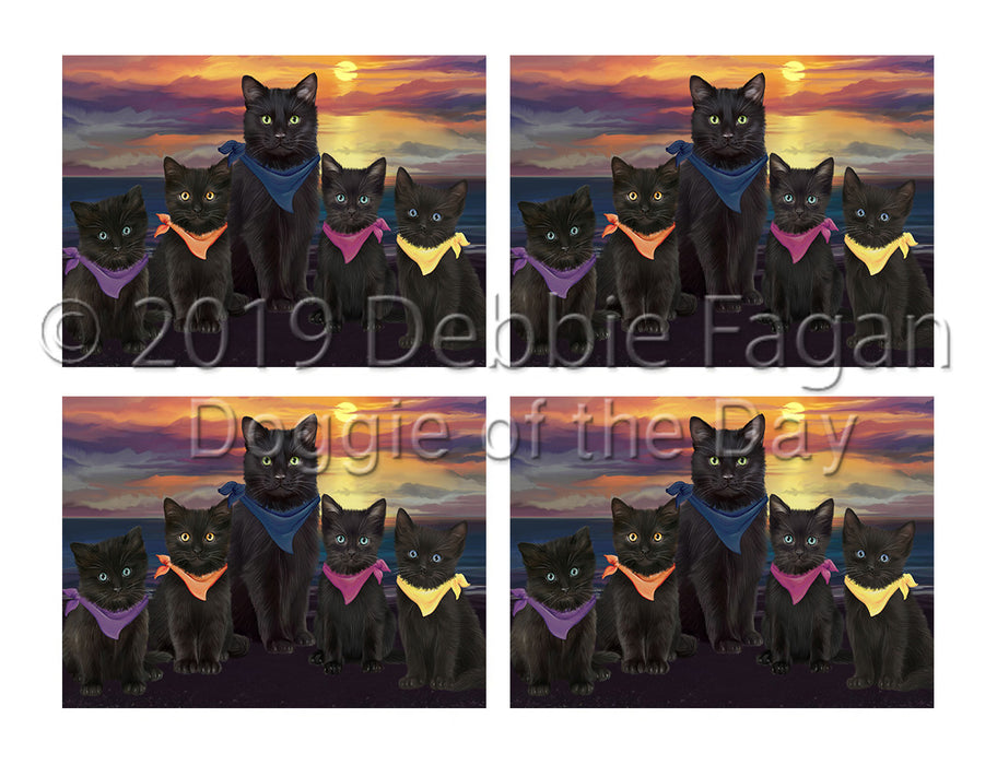 Family Sunset Portrait Black Cats Placemat