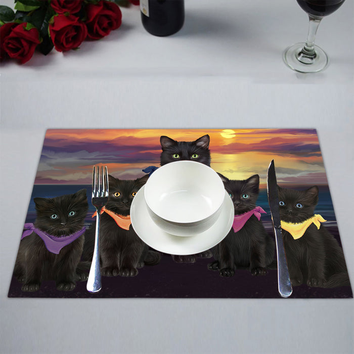 Family Sunset Portrait Black Cats Placemat