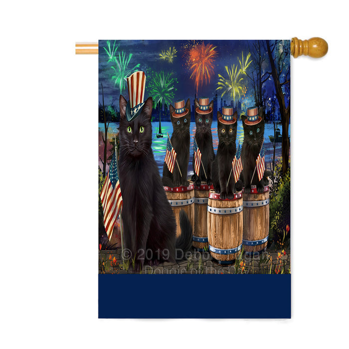 Personalized 4th of July Firework Black Cats Custom House Flag FLG-DOTD-A57853