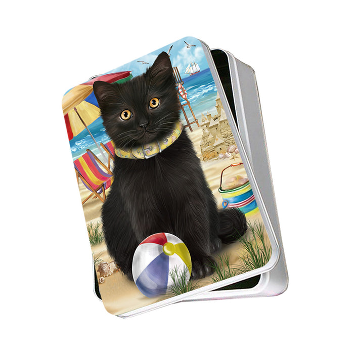 Pet Friendly Beach Black Cat Photo Storage Tin PITN51551