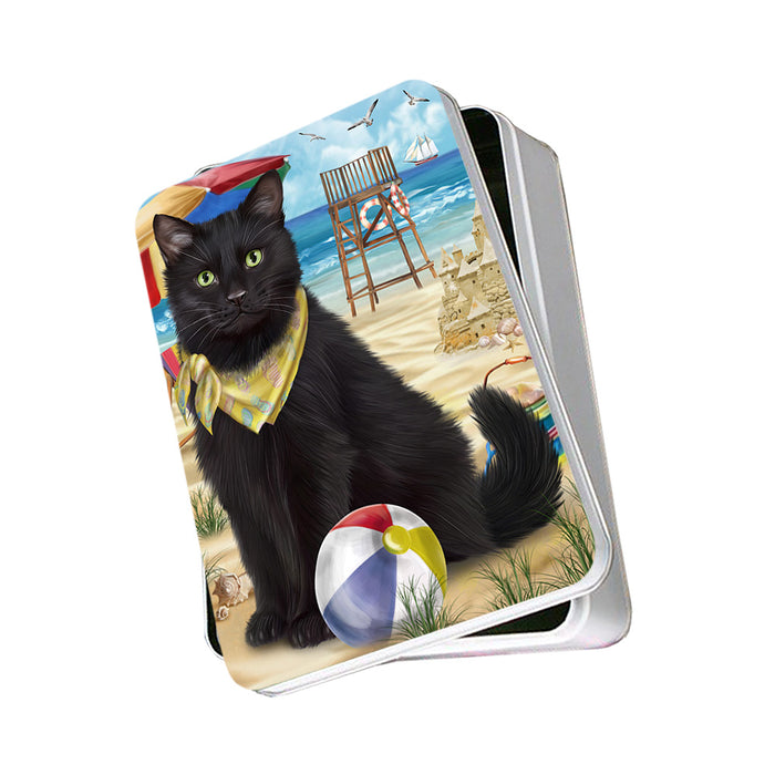 Pet Friendly Beach Black Cat Photo Storage Tin PITN51552