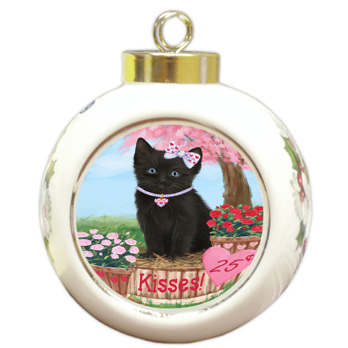 Rosie 25 Cent Kisses Black Cat Round Ball Christmas Ornament RBPOR56288
