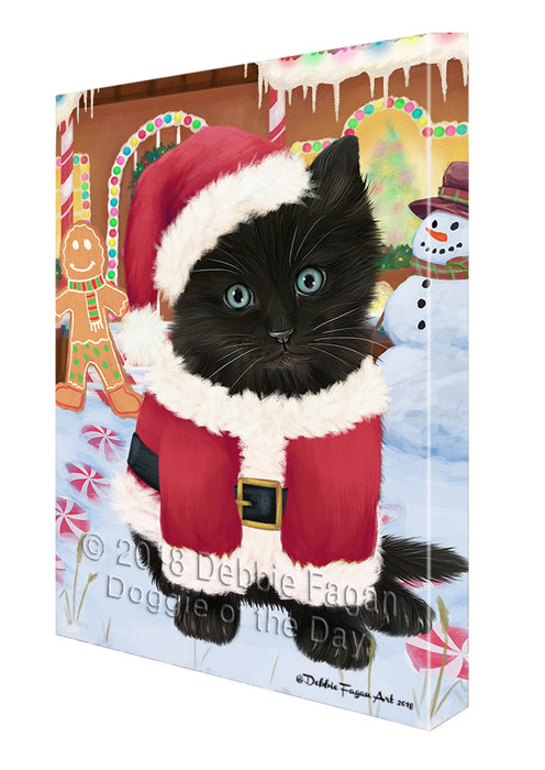Christmas Gingerbread House Candyfest Black Cat Canvas Print Wall Art Décor CVS127943