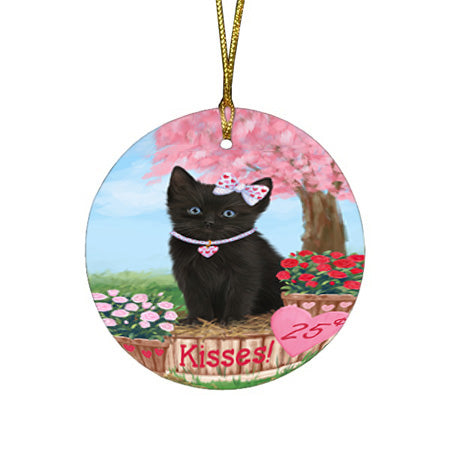 Rosie 25 Cent Kisses Black Cat Round Flat Christmas Ornament RFPOR56288