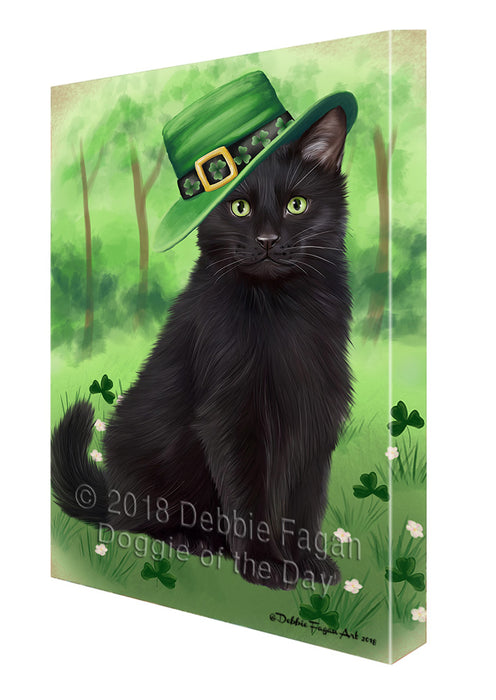 St. Patricks Day Irish Portrait Black Cat Canvas Print Wall Art Décor CVS135305