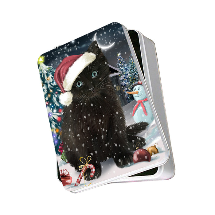 Have a Holly Jolly Black Cat Christmas Photo Storage Tin PITN51636