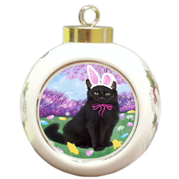 Easter Holiday Black Cat Round Ball Christmas Ornament RBPOR57282