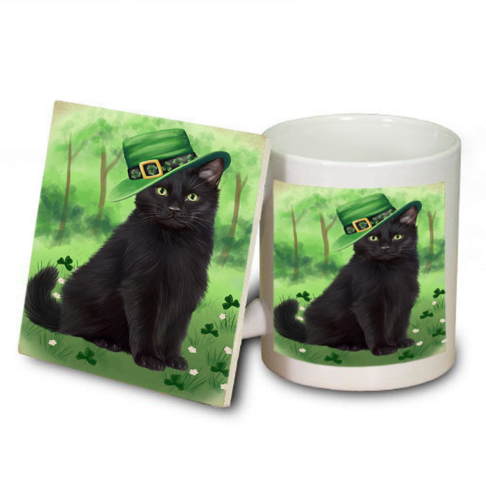 St. Patricks Day Irish Portrait Black Cat Mug and Coaster Set MUC56977