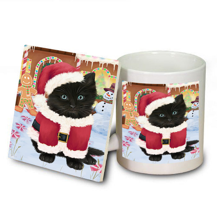 Christmas Gingerbread House Candyfest Black Cat Mug and Coaster Set MUC56183