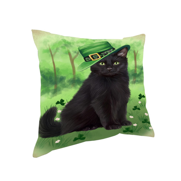 St. Patricks Day Irish Portrait Black Cat Pillow PIL86052