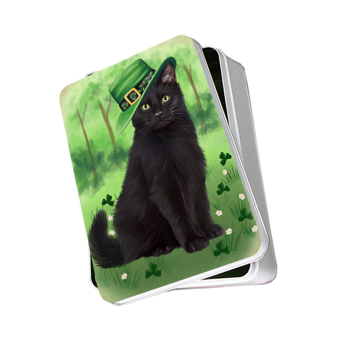 St. Patricks Day Irish Portrait Black Cat Photo Storage Tin PITN56928