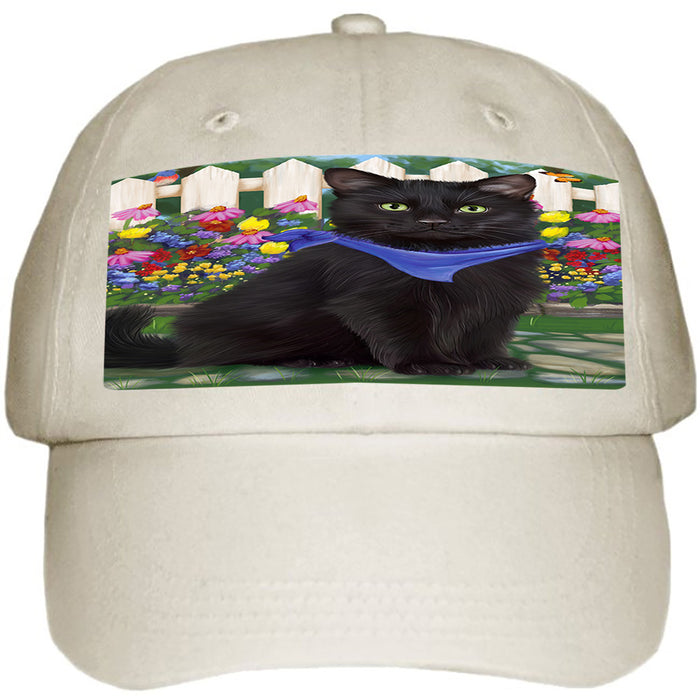 Spring Floral Black Cat Ball Hat Cap HAT60450