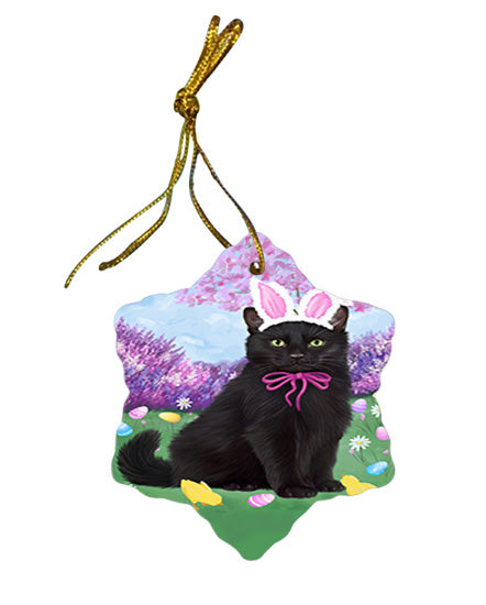 Easter Holiday Black Cat Star Porcelain Ornament SPOR57282
