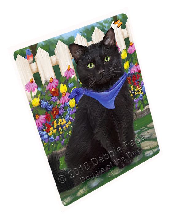 Spring Floral Black Cat Large Refrigerator / Dishwasher Magnet RMAG73620