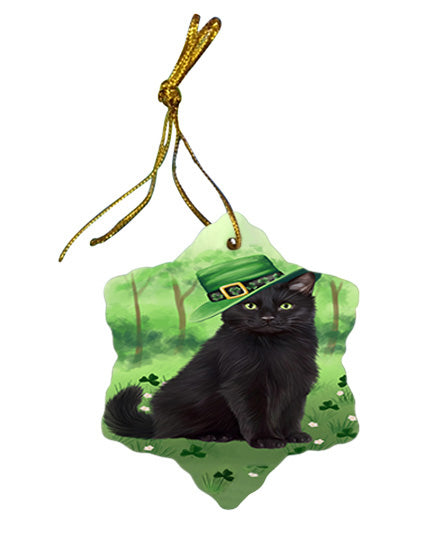 St. Patricks Day Irish Portrait Black Cat Star Porcelain Ornament SPOR57925