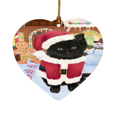Christmas Gingerbread House Candyfest Black Cat Heart Christmas Ornament HPOR56547