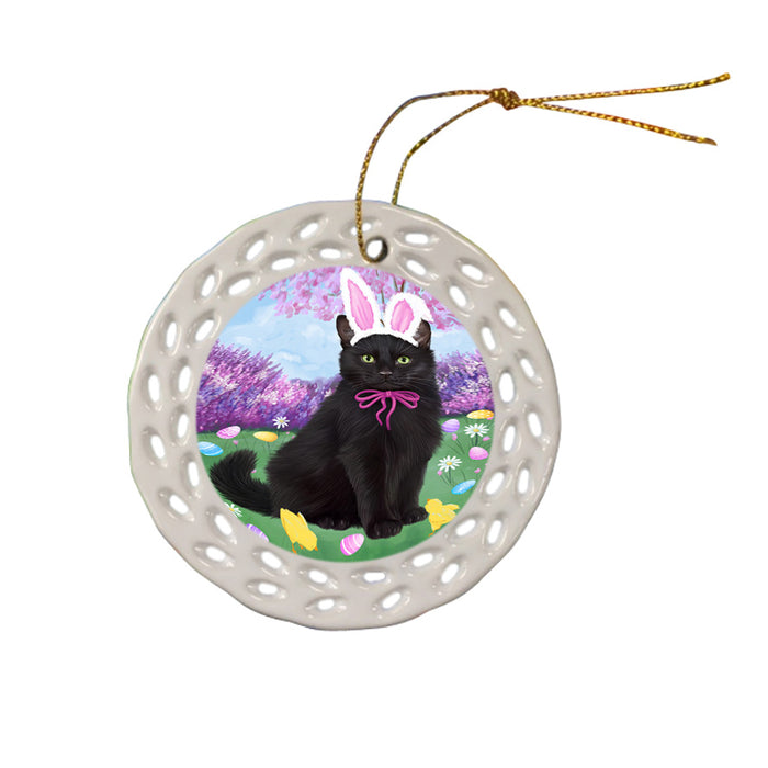 Easter Holiday Black Cat Ceramic Doily Ornament DPOR57282