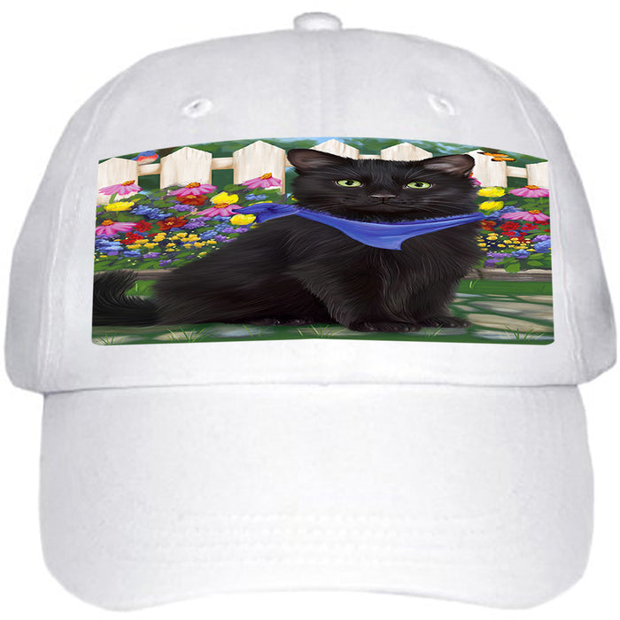 Spring Floral Black Cat Ball Hat Cap HAT60450