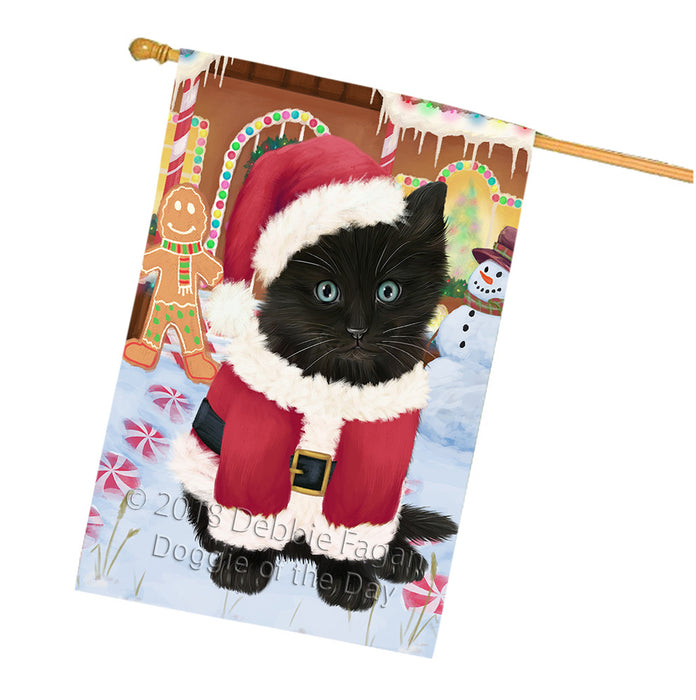 Christmas Gingerbread House Candyfest Black Cat House Flag FLG56875
