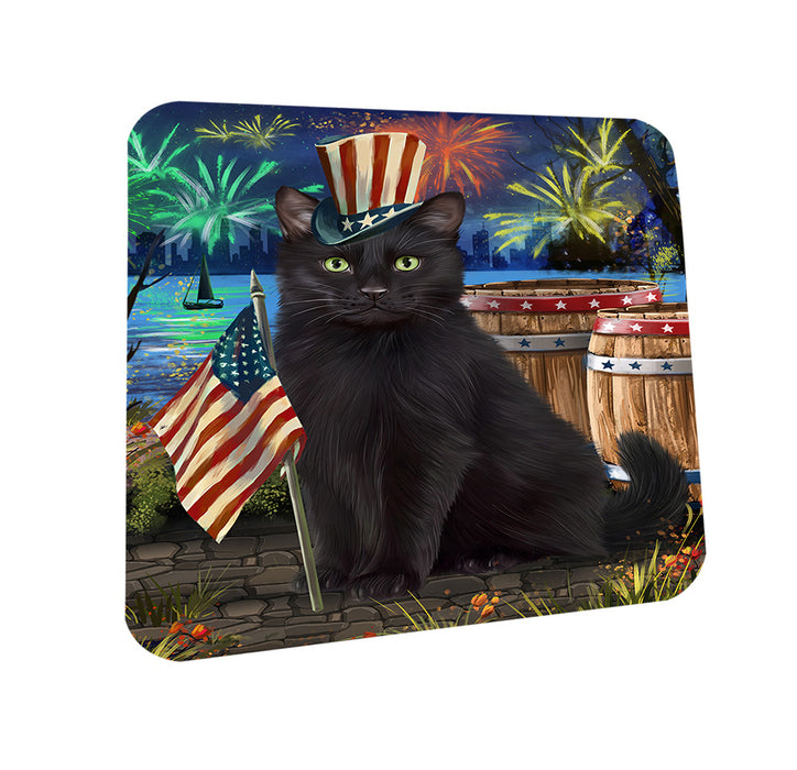 4th of July Independence Day Firework Black Cat Coasters Set of 4 CST53995