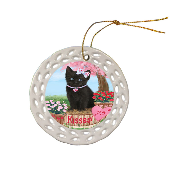 Rosie 25 Cent Kisses Black Cat Ceramic Doily Ornament DPOR56288