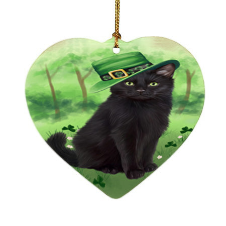 St. Patricks Day Irish Portrait Black Cat Heart Christmas Ornament HPOR57925