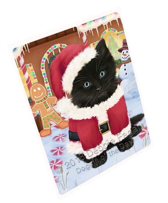 Christmas Gingerbread House Candyfest Black Cat Large Refrigerator / Dishwasher Magnet RMAG99414