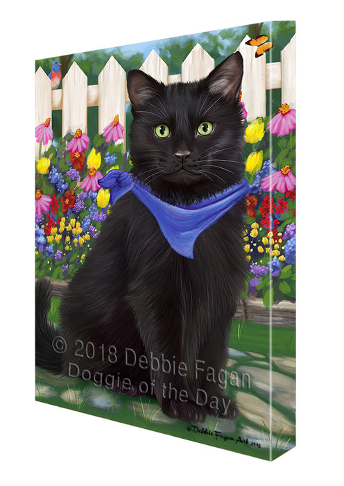Spring Floral Black Cat Canvas Print Wall Art Décor CVS86948
