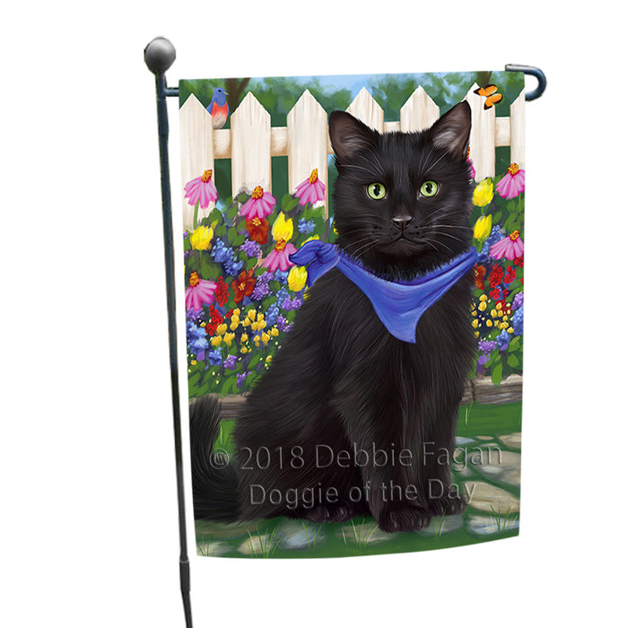 Spring Floral Black Cat Garden Flag GFLG52184