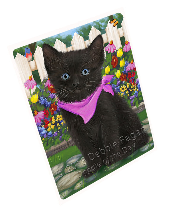 Spring Floral Black Cat Large Refrigerator / Dishwasher Magnet RMAG73626