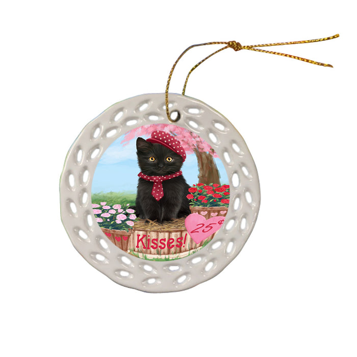Rosie 25 Cent Kisses Black Cat Ceramic Doily Ornament DPOR56289