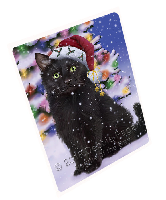 Winterland Wonderland Black Cat In Christmas Holiday Scenic Background Cutting Board C65661