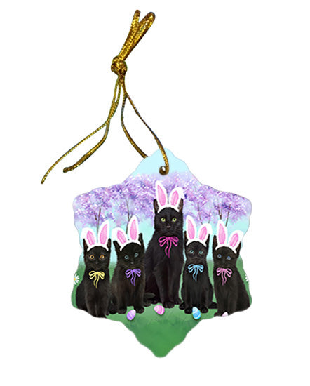 Easter Holiday Black Cats Star Porcelain Ornament SPOR57283