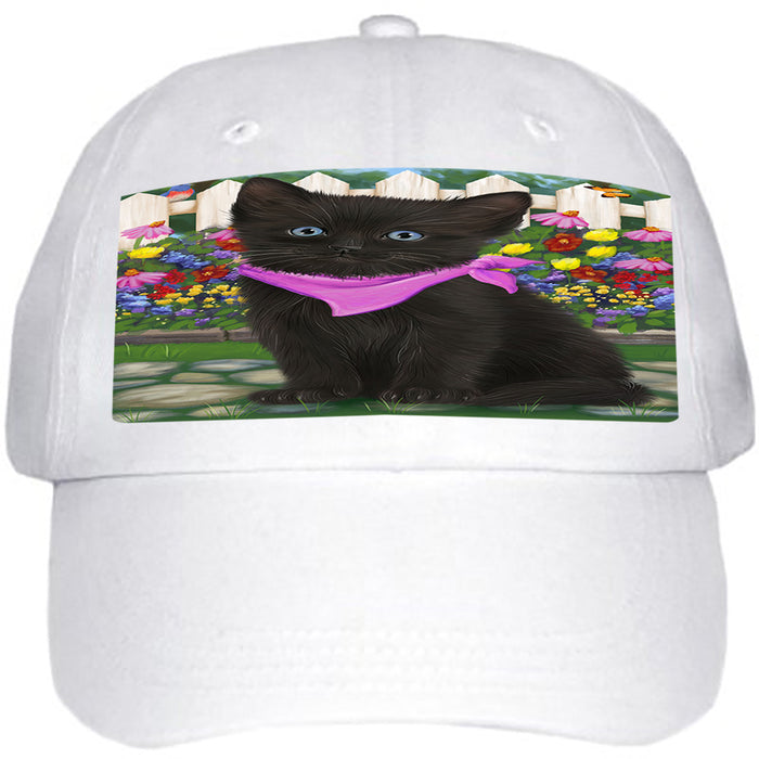 Spring Floral Black Cat Ball Hat Cap HAT60453