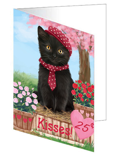 Rosie 25 Cent Kisses Black Cat Handmade Artwork Assorted Pets Greeting Cards and Note Cards with Envelopes for All Occasions and Holiday Seasons GCD72314