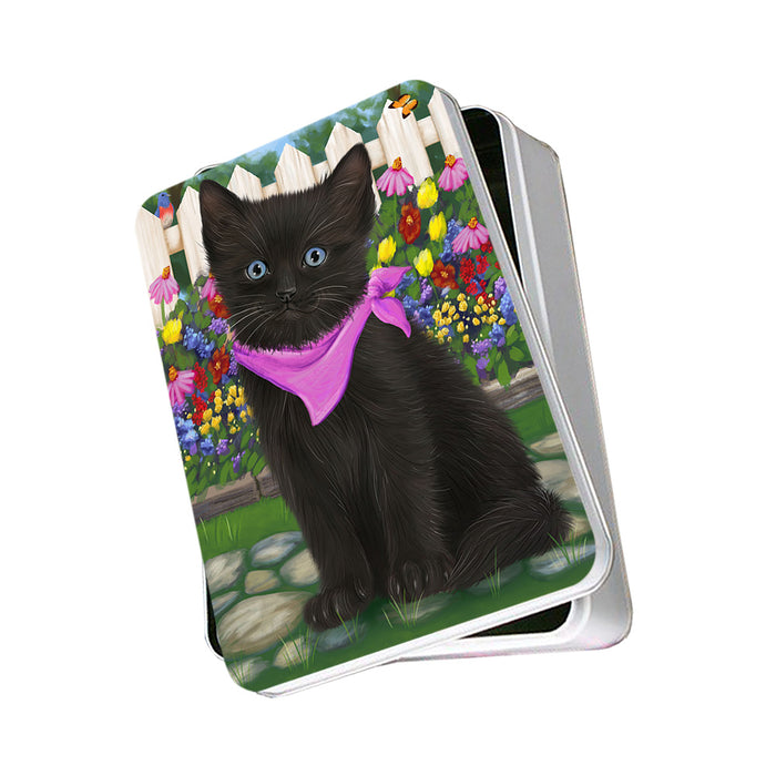 Spring Floral Black Cat Photo Storage Tin PITN52240