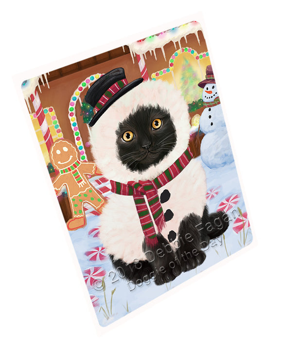 Christmas Gingerbread House Candyfest Black Cat Magnet MAG73715 (Small 5.5" x 4.25")