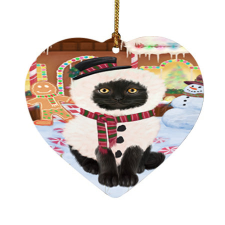 Christmas Gingerbread House Candyfest Black Cat Heart Christmas Ornament HPOR56548