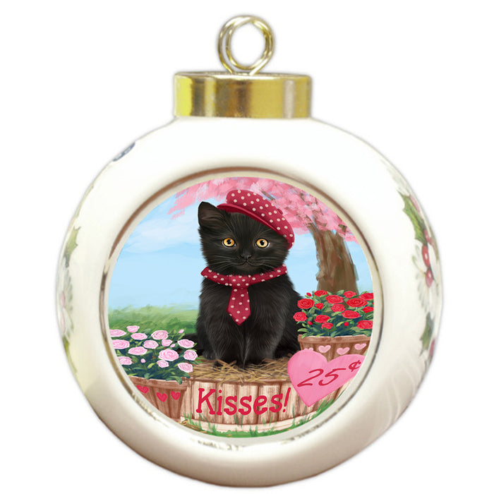 Rosie 25 Cent Kisses Black Cat Round Ball Christmas Ornament RBPOR56289