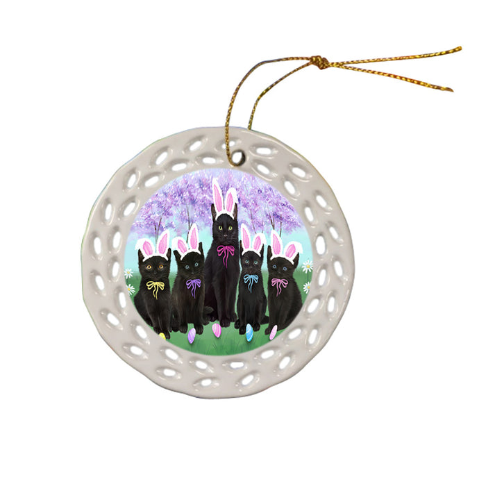 Easter Holiday Black Cats Ceramic Doily Ornament DPOR57283
