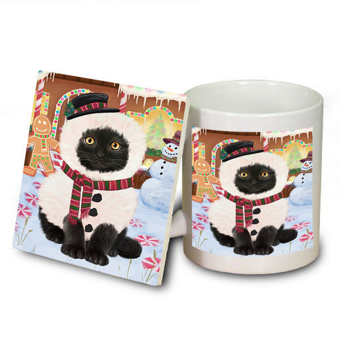 Christmas Gingerbread House Candyfest Black Cat Mug and Coaster Set MUC56184