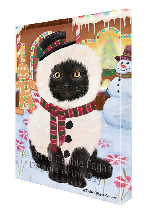 Christmas Gingerbread House Candyfest Black Cat Canvas Print Wall Art Décor CVS127952