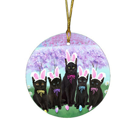 Easter Holiday Black Cats Round Flat Christmas Ornament RFPOR57283