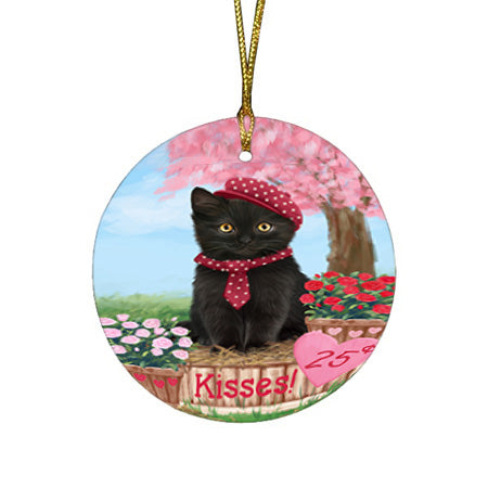 Rosie 25 Cent Kisses Black Cat Round Flat Christmas Ornament RFPOR56289